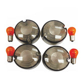 Custom Chrome Smoked Turn Signal Lens Kits Fit For Harley FXST FXR 86-99 FXD 91-00 XL 86-01